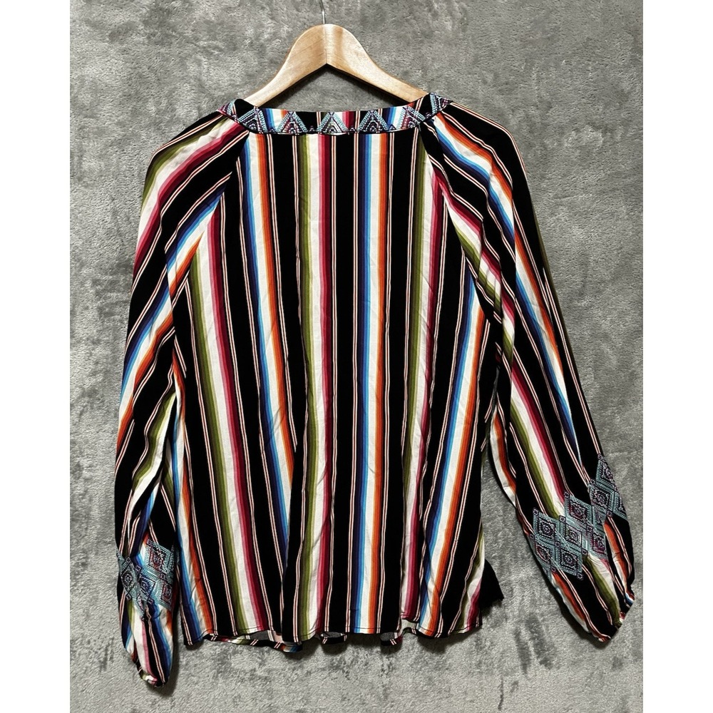 SAVANNA JANE Boho Embroidered Long Sleeve Peasant Style Blouse Size Medium - Picture 7 of 7